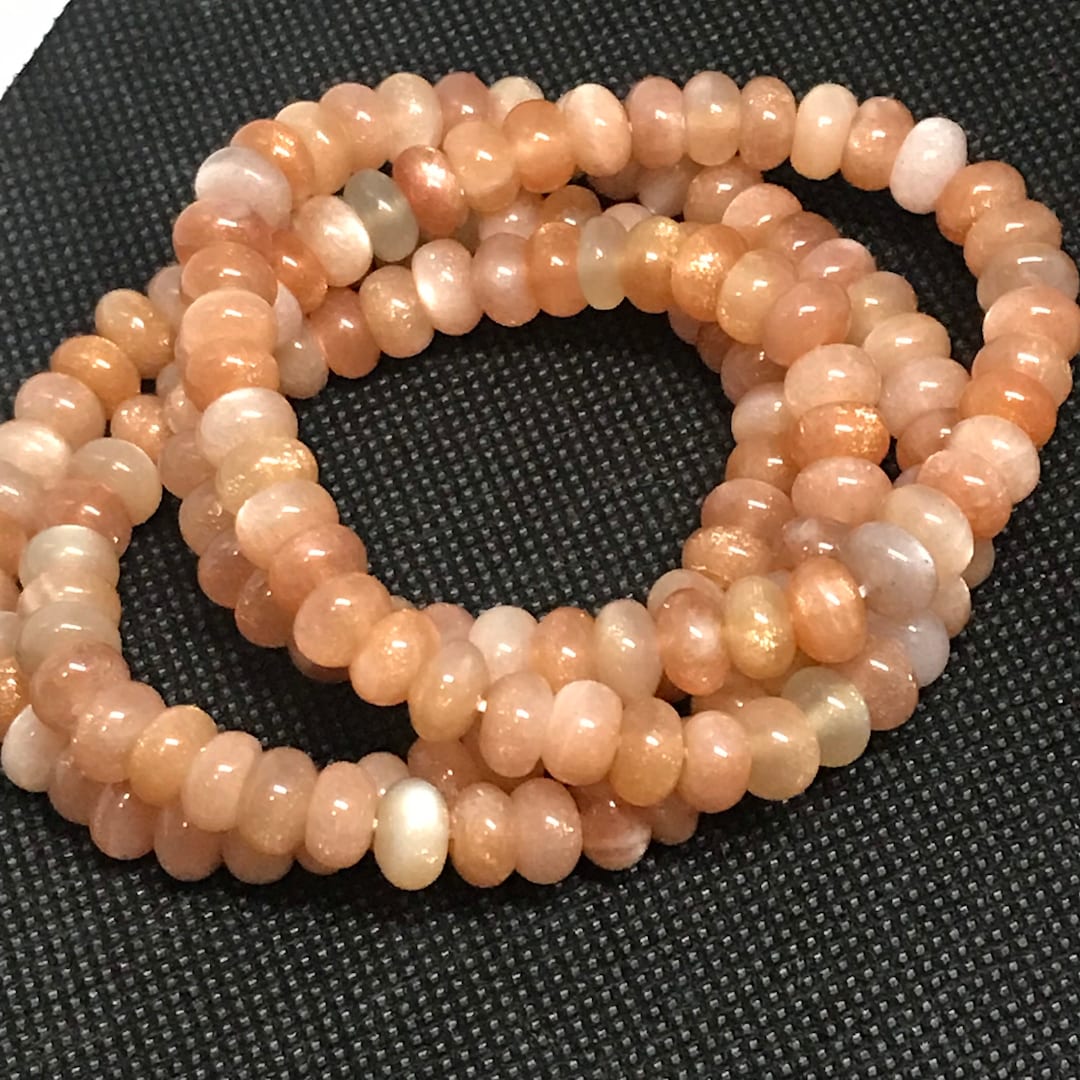 Thalia Three Stone Stacking Bangle Peach Moonstone