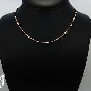 Station Chains, Bead Station Necklace, 925 Sterling Silver Station Chain, Two Tone Chain, Gift For Women & Men (STRM3-2-RW-16 to 29)