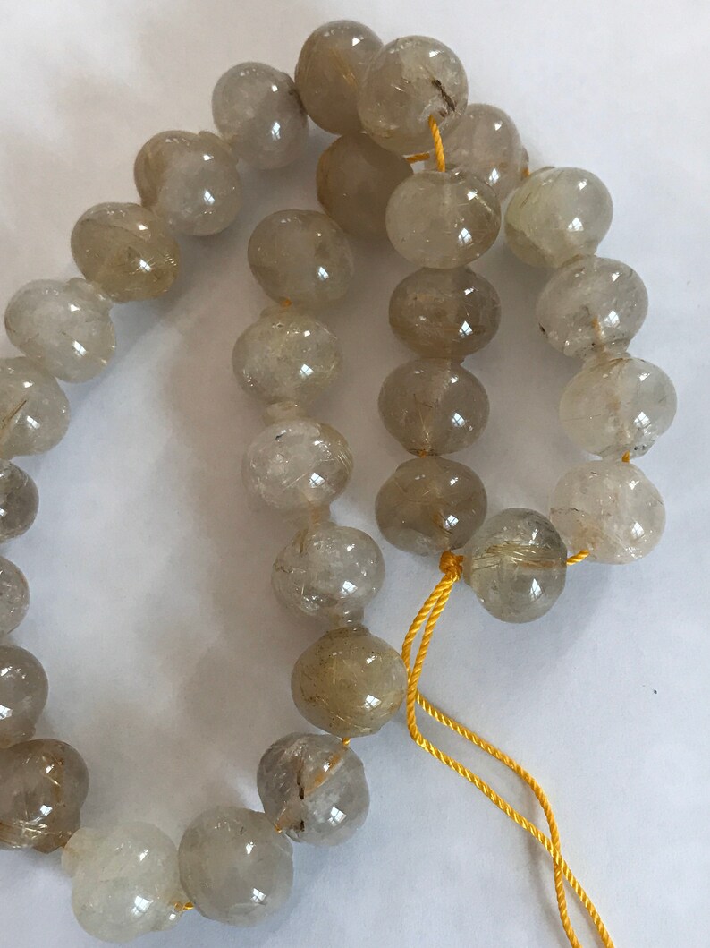 100/% Natural Rutilated Round Fancy Plain Roundale 0008 Creative Designer/'s choice,Off white color,Rare, Exception 16 inch 15 mm appx