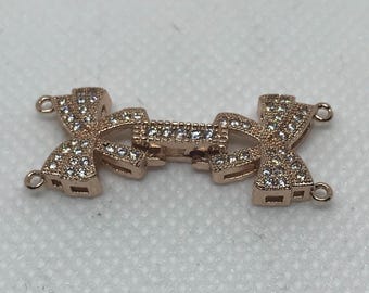 Filigree Clasp,Micro Pave Setting Clasp With Cubic Zirconia,Wonderful Rose Gold Plated Clasp, wonderful Piece of Jewelry(AYS-Micro Pave-10)