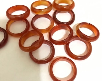 100% Natural Carnelian Rings, 6MM Carnelian Ring band For Men/women, August,September Birthstone Ring, Carnelian Gemstone Ring Ready To wear