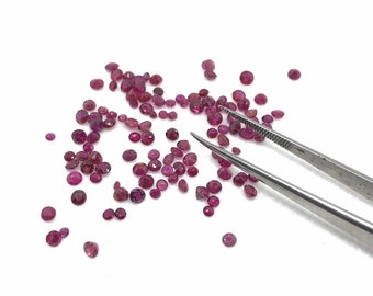 Natural Ruby Lot, Rare Color Ruby, 2to3MM Round Ruby, Ruby For Jewelry Making, Ruby For Pendant, Red Faceted Ruby, Loose Ruby )
