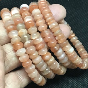 100% Genuine AAA Peach Moonstone Bracelet, 8mm Rondelle Beaded Bracelet,Stretchable Bracelet For Men/Women,Healing & Energy Bracelet image 7