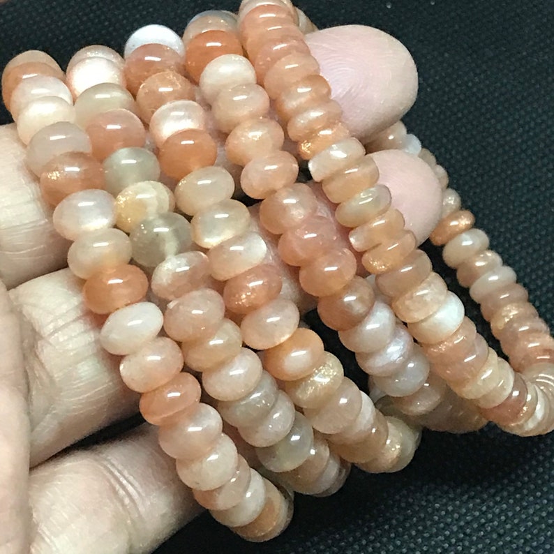 100% Genuine AAA Peach Moonstone Bracelet, 8mm Rondelle Beaded Bracelet,Stretchable Bracelet For Men/Women,Healing & Energy Bracelet image 7