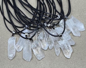 Natural White Quartz Rock crystal necklace, Gift For Women, adjustable length healing and energy healing stone.Raw white Crystal necklace,