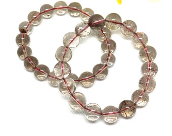 AAA Natural Rutilated Quartz Bracelet, 12mm Quartz Bracelet, Gemstone Bracelet For men and women Healing Bracelet