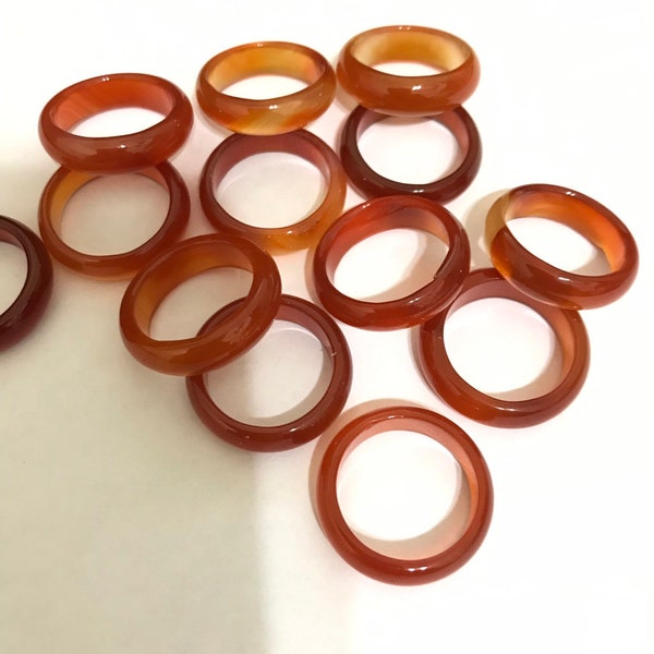 Natural Carnelian Rings- Ring Size 5.5- 6- 6.5-7 7-7.5-7.75  , and 6 mm wide/ thickness 100% Natural ( CB00196)