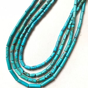 Natural Turquoise Beads, Turquoise Tube Beads 19x5 to 10x5 mm, Beautiful Turquoise Gemstone Beaded Necklace, Gift For woman ( # 1210)