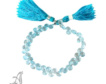 Sky Blue Topaz Briolette 6x6 mm Faceted  mm  8 inch strand, inch ,Beautiful light blue. Creative. (code- VC )