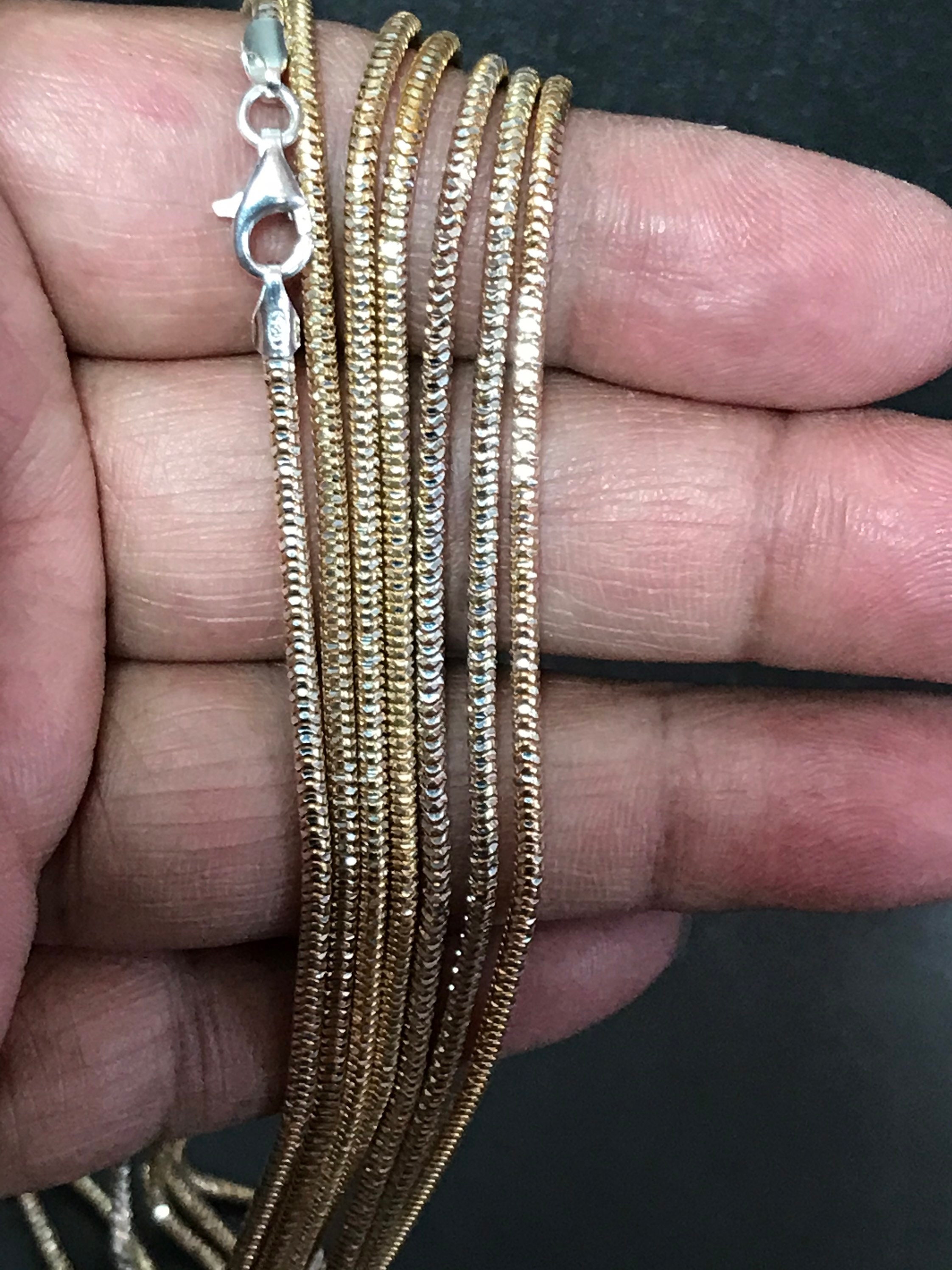 シルバースネークチェーンネックレス、925スターリングシルバー
