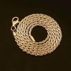 Rope Chain Sterling Silver Necklace, Heavy Rope Chain For Man, Gold Plated Twisted rope chain men, Waterproof Chain