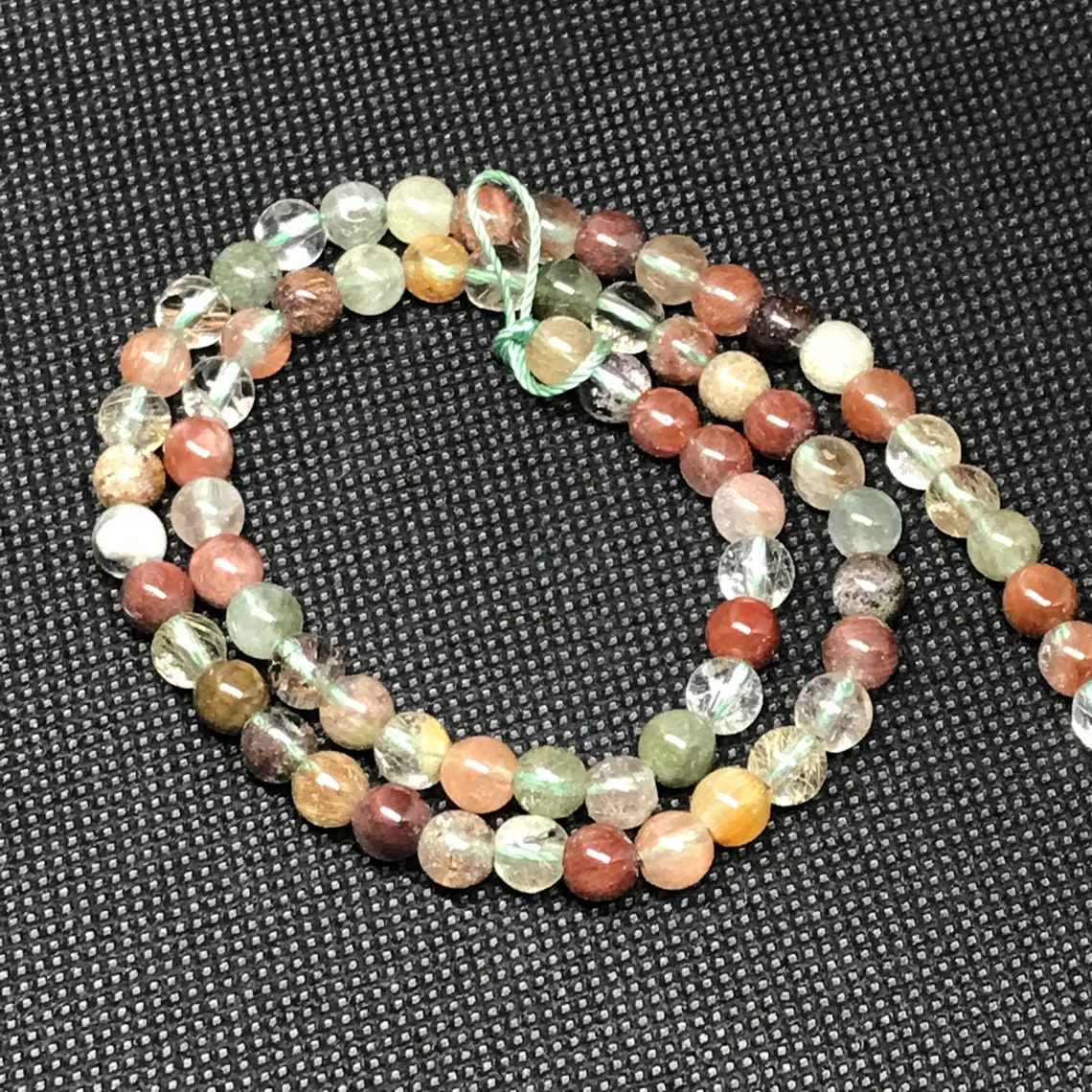 Multi Color Quartz Bead Necklace, Rutilated Quartz Gemstone Beads, 6mm ...