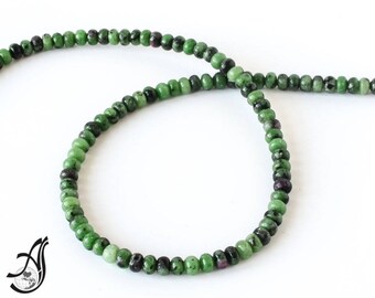 6MM Ruby Zoisite Bead, Smooth Ruby Rondelle Beaded Necklace, 100% Natural Red Ruby For Jewelry, July Birthstone, 15 Inch Strand