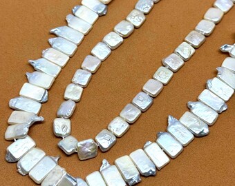 Baroque Pearl Bead Strand, Rectangular & Square, 16 Inch