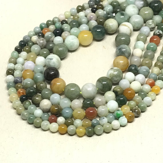 100% Natural Jade Beads, 6-8-10 mm Smooth Jade Bead Necklace, Gift For