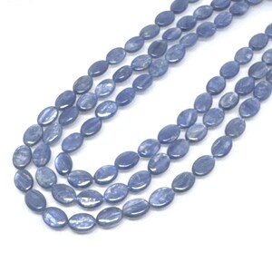 Natural Kyanite Bead, Smooth Kyanite beads Necklace, 10x14mm Oval Kyanite Blue Gemstone For Pendant/Necklace, 16 Inch Bead Strand