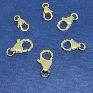 14k Gold Filled Lobster Clasp, Gold Clasps For Keychains, 925 Sterling Silver, 12mm Gold Lobster Clasp (Package of 5 Pcs ) AYS-PCGF-1-2-3