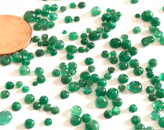 Emerald Round Cabochons 1.8 mm to 5.3mm appx. Green color, Lively, Mix Size Lot, 100% Natural, creative( #-G-00072)