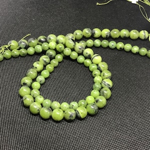 Natural Candian Jade Bead, 8 And 10mm Round Jade Beaded Necklace, Loose jade Cabochons For Bracelet/Ring/Jewelry, Green Canadian Jade Stone