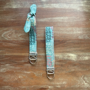 Catholic Patron Saint Keychain Women Saint Wristlet Confirmation Gift for Girls Litany of Saints Female Key Fob Blue Patron Saint Key Chain