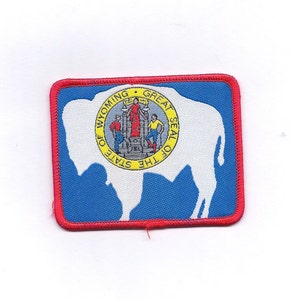 Vintage Wyoming State Flag/Seal with Yellowstone Buffalo - Patch