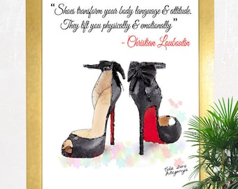 Cinderella Quote Louboutin Leopard Shoes Card
