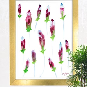 Floating Buds Floral Botanical Abstract Watercolor Fine Art Giclee Print Original Artwork
