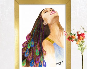 Enjoying Life Fine Art Giclee Print from Original Watercolor Fashion Illustration Female Female Portrait Artwork