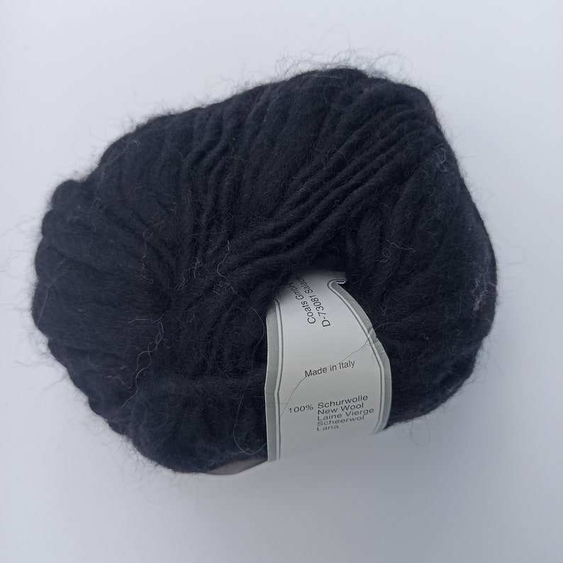 Black yarn, 100% natural wool, Art yarn 50g, Textured thread, Threads for knitting, Thick yarn, Threads for felting, Gedifra Gigante image 9