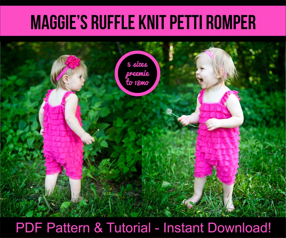 Maggie's Ruffle Knit Petti Romper Pattern and Tutorial Baby Girl Sewing ...