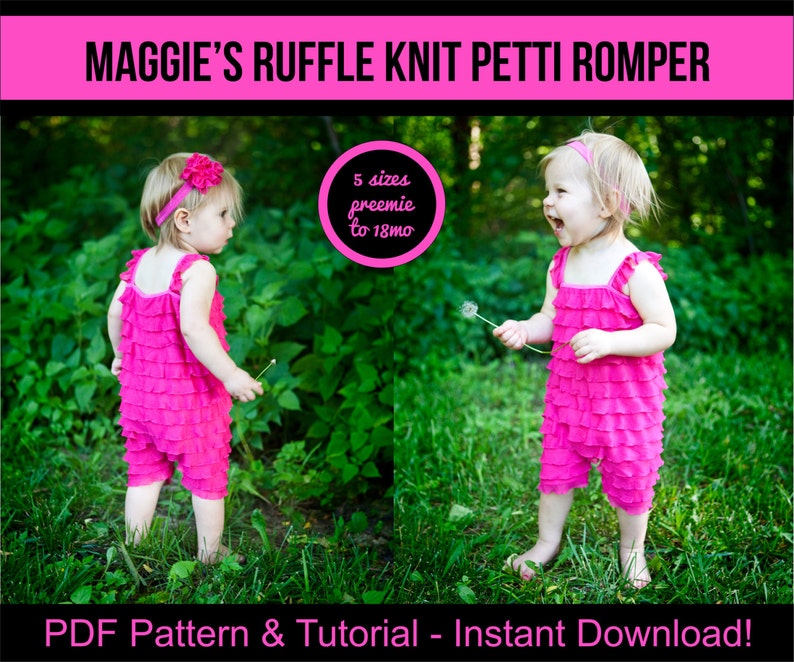 Maggie's Ruffle Knit Petti Romper Pattern and Tutorial Etsy