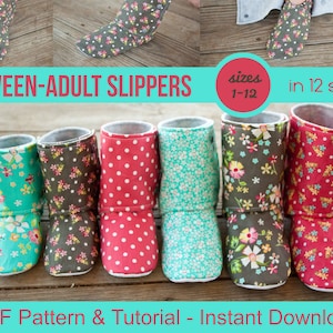 Tween & Adult Slipper Pattern pdf Sewing Pattern for Men's or Women's Slippers Boot Pattern DIY House Slippers Kid Boots Hygge image 1