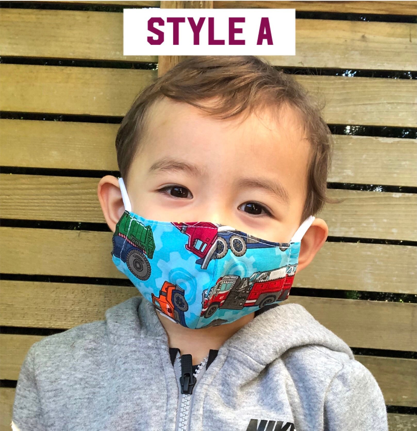 Adjustable Kids Face Mask Construction Cars and Trucks Etsy