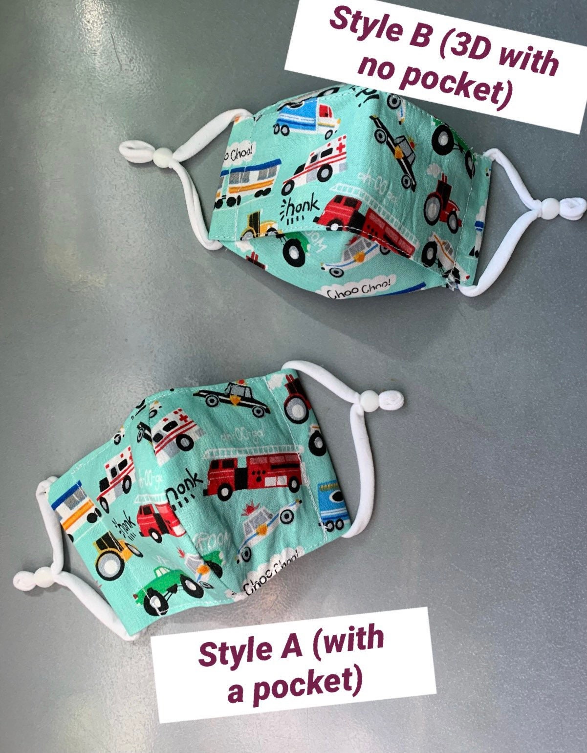 Adjustable Kids Face Mask Construction Cars and Trucks Etsy