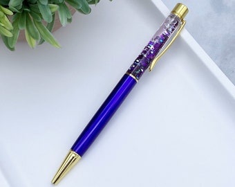 Royal Purple and Gold Floating Glitter Pen