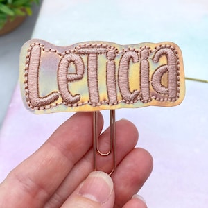 Personalized Rose Gold Holographic Planner Paper Clip, Personalized Book Mark
