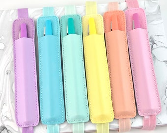 Pastel Pen Holder for Planner: Marine Vinyl & Wool Felt