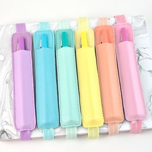 Pastel Pen Holder for Planner: Marine Vinyl & Wool Felt