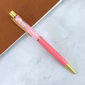 Blush Pink Floating Glitter Pen with Gold Hardware