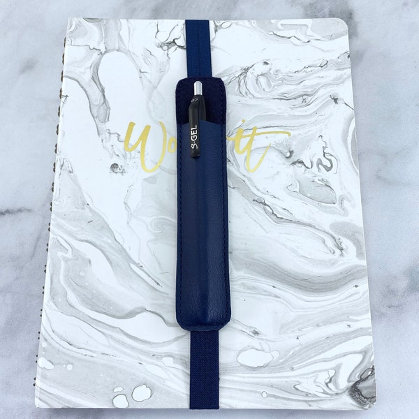 Navy Blue Pen Holder for Planner, Notebook, or Journal