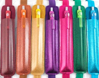 Jewel Tone Notebook Pen Holder Band: Glitter Vinyl & Wool Felt