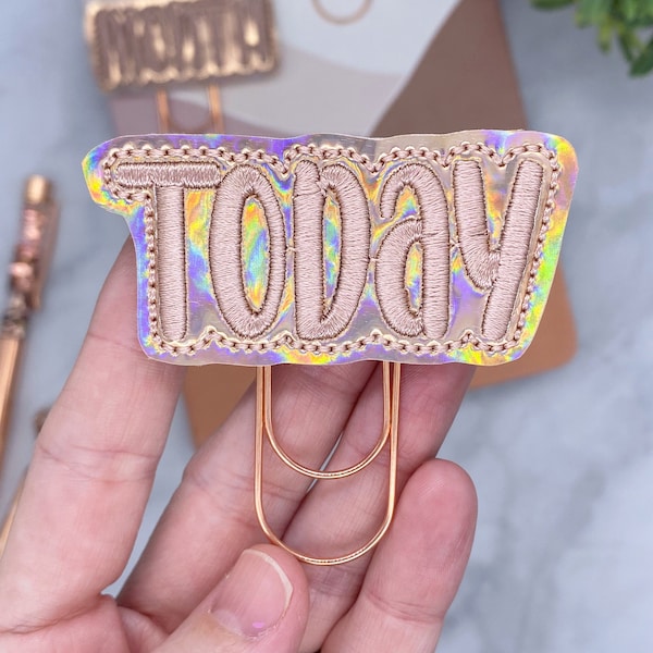 Large Rose Gold Holographic Today Planner Paper Clip