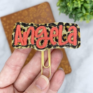 Personalized Leopard Print Planner Paper Clip, Personalized Book Mark