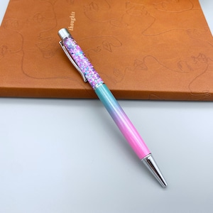 Cotton Candy Ombre Ballpoint Pen with Floating Glitter