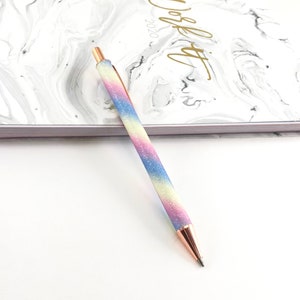 Rainbow Glitter Ballpoint Pen: Refillable Click Pen