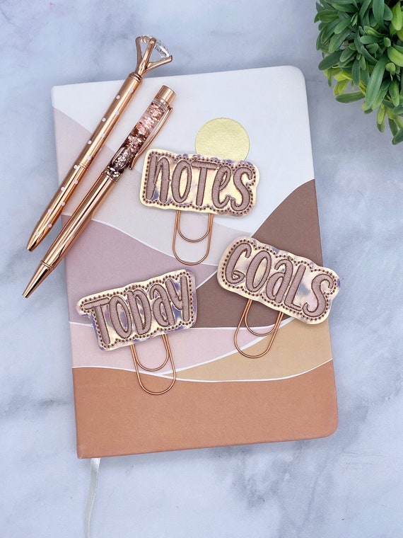 Holographic Planner Clips: Rose Gold Extra Wide Paper Clips - Goals, Notes, Today