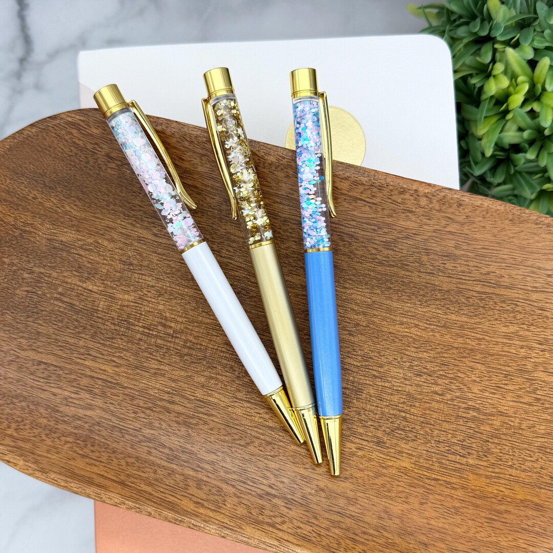 Celestial Dreams Glitter Pen Set: Black Ink, Refillable Pens, Set of 3 ...