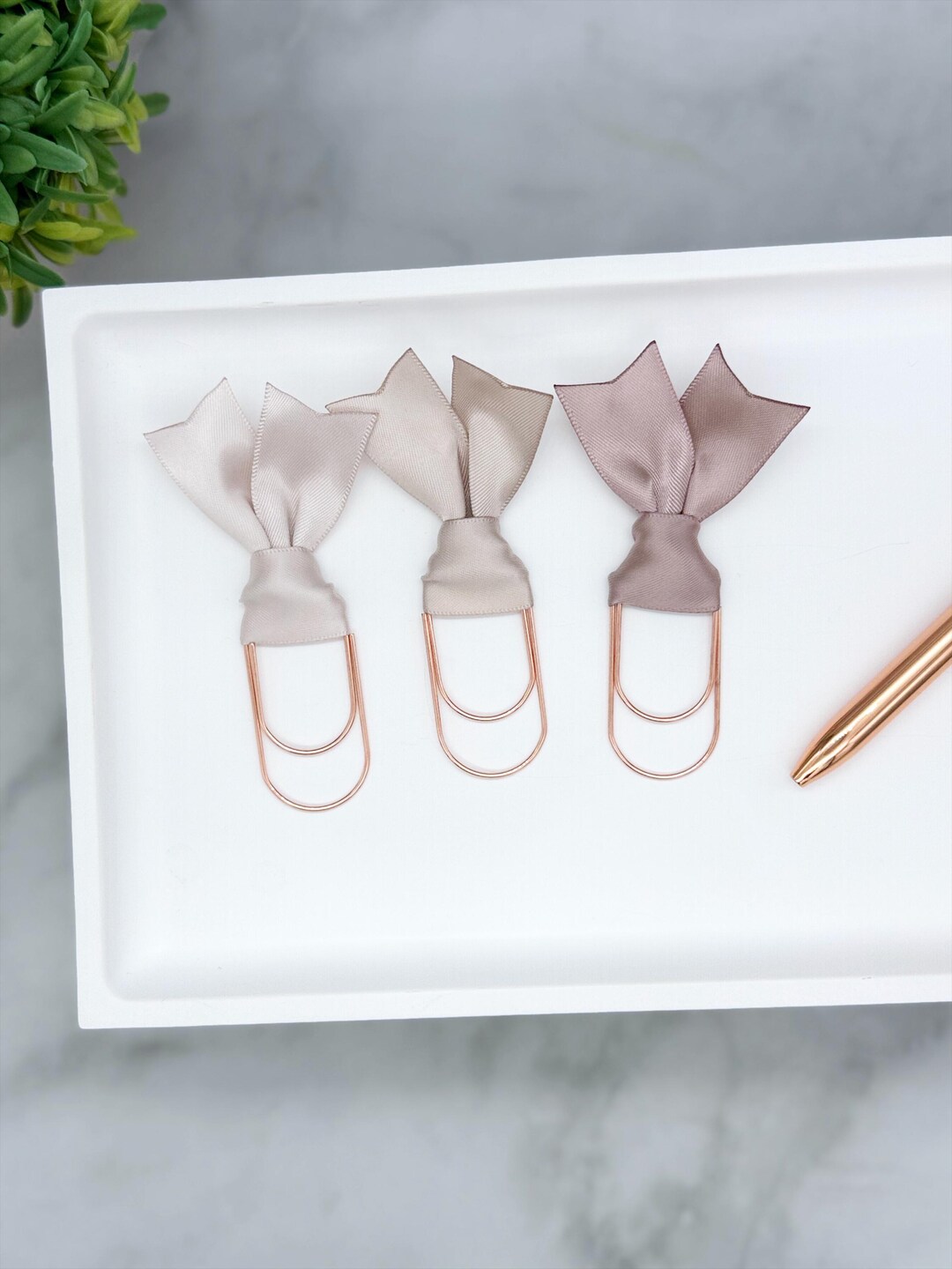 Neutral Satin Ribbon Planner Clips | Wide Paper Clips, Journal ...
