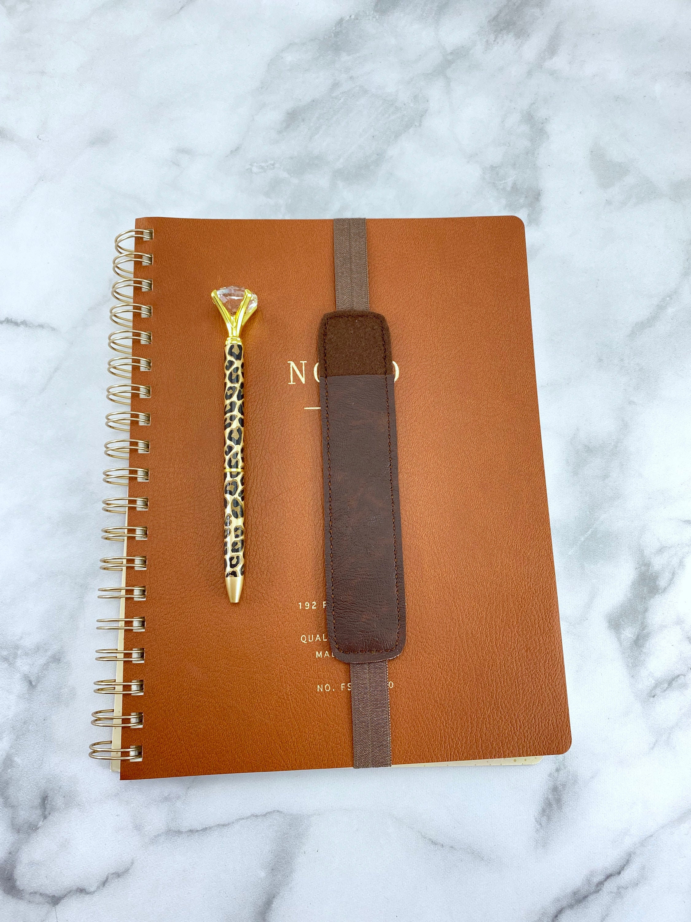 Georgia Peach Single Notebook Pen Holder, Planner Pen Holder, Pen Holder  for Book 
