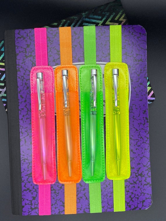 Neon Pen Holders with Elastic Band for Notebook or Planner